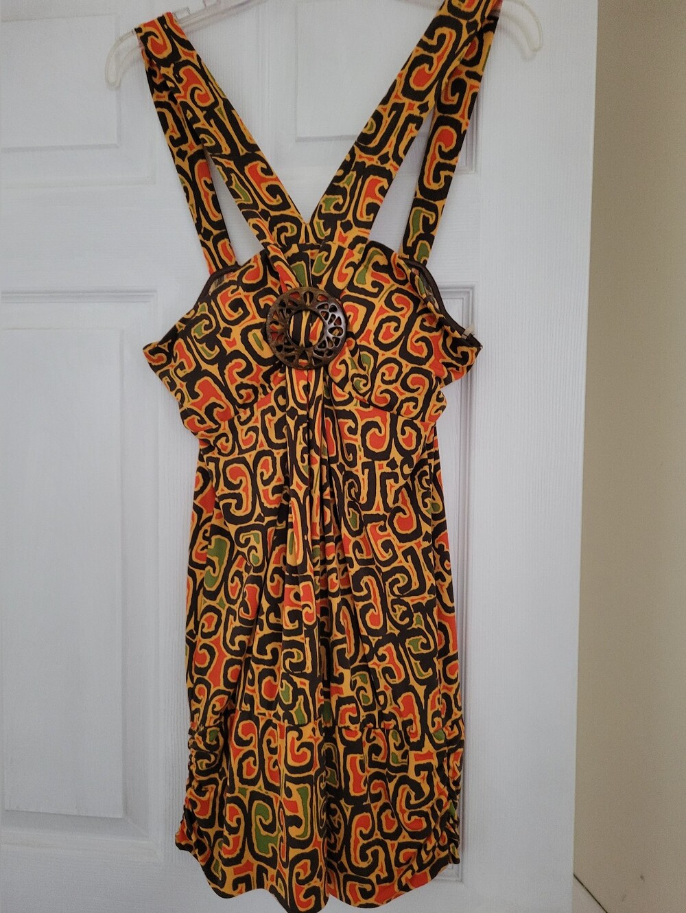 NWOT Bisou Bisou Women’s Orange & Brown Patterned Sundress